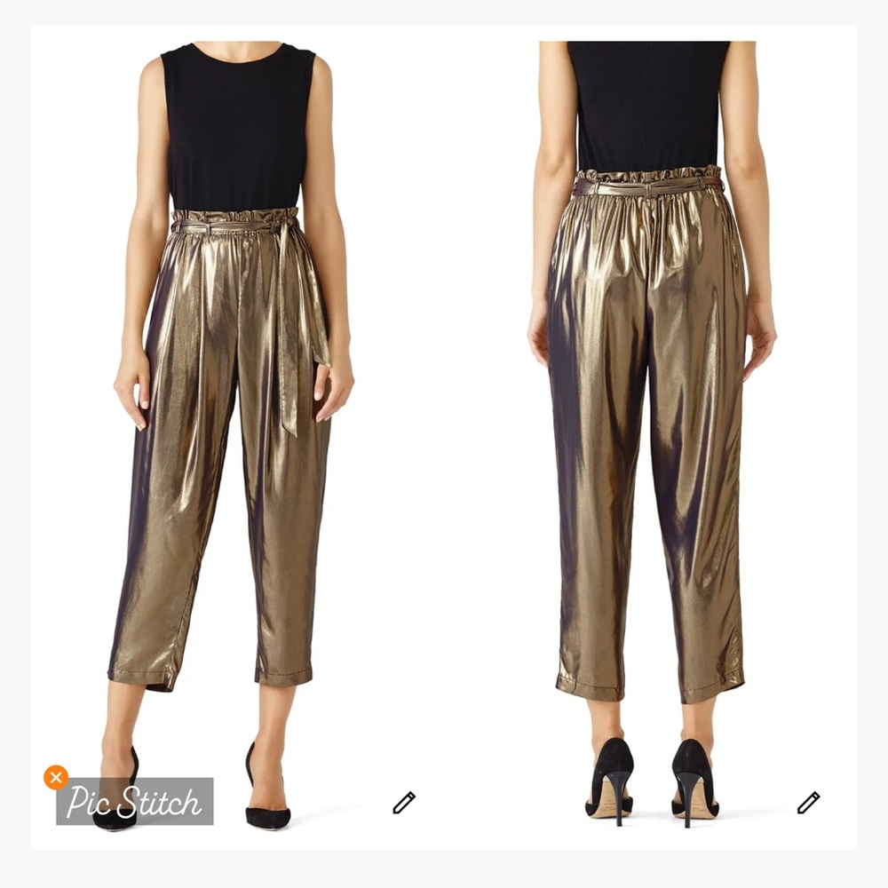 Free People Gold Metallic Harem Pants